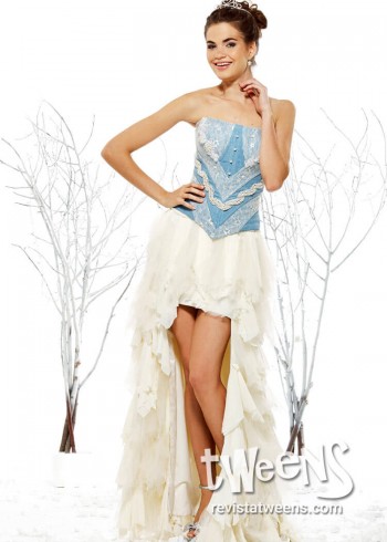 Vestido de 15 con corset simil jean