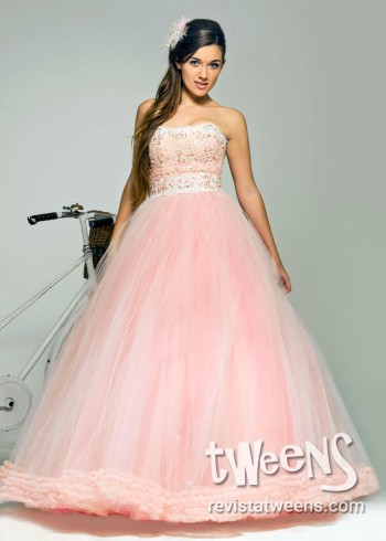 Vestido de 15 rosa bordado