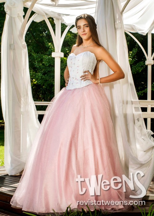 Vestido de 15 blanco y rosa