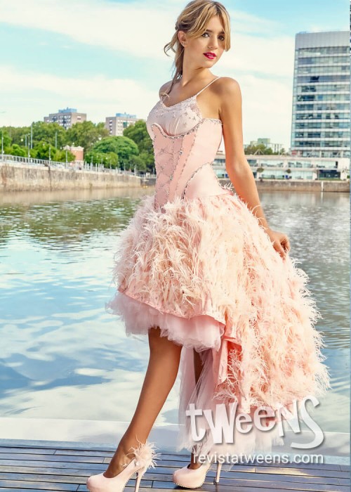 Vestido de 15 años rosa y blanco