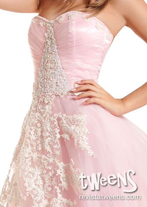 Vestido de 15 años rosa largo