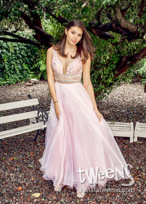 Vestido de 15 rosa largo